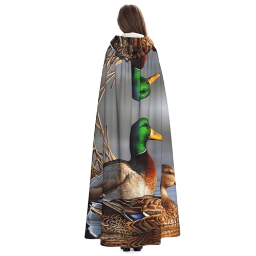 Cape médiévale motif colvert avec grande capuche protectrice - 3