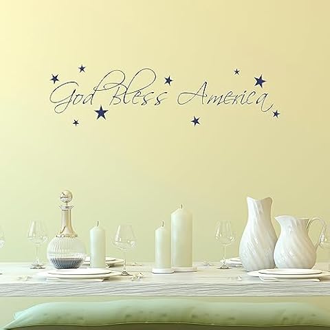 God Bless America Vinyl Wall Saying Quote Words Decal | Patriotic Décor | July 4th Decorations | Vinyl Quote Me | Dark Blue Cover