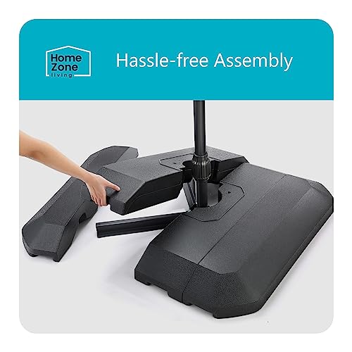 Image of Home Zone Living 168lb Offset Cantilever Fillable Patio Umbrella Base, 18in | Stand, Pole Holder, Water, Fits Poles Up to 1.9 in Diameter, UV Resistant, Lawn, Deck, Backyard, Garden, Pool, Outdoor