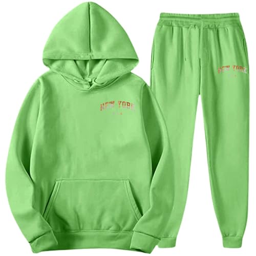 Conjuntos de sudaderas y chándales deportivos para hombre, sudaderas para correr, conjuntos de chándales deportivos de 2 piezas (Green, M)