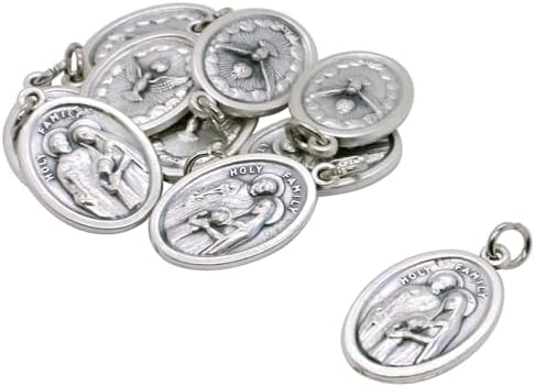 Pack of Ten 1" Holy Family and Holy Spirit Medals | Silver-Tone Metal Pendants | Great Catholic Gift for First Holy Communion and Confirmation | Add to DIY Chaplet or Religious Jewelry image 4