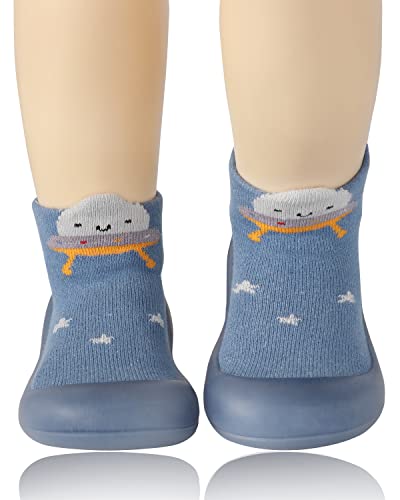 Sebellst Baby Boy Sock Shoes Animal Rubber Sole Non-Skid Indoor Slipper Infant Boys First Walking Floor Slipper Toddler Soft Sole Cotton Breathable Lightwewight Baby Shoes (Blue, 18-24 Months) #TOP3