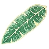 Qoyntuer Non Slip Bath Mats for Bathroom Rug,Green Leaf Shaped Thick Bath Rugs for Bathroom Absorbent Bath Mat Kitchen Tufted Rug,Plant Leaf Shaped for Kids Pets Floor Mat Carpet Plush Rugs (Long)