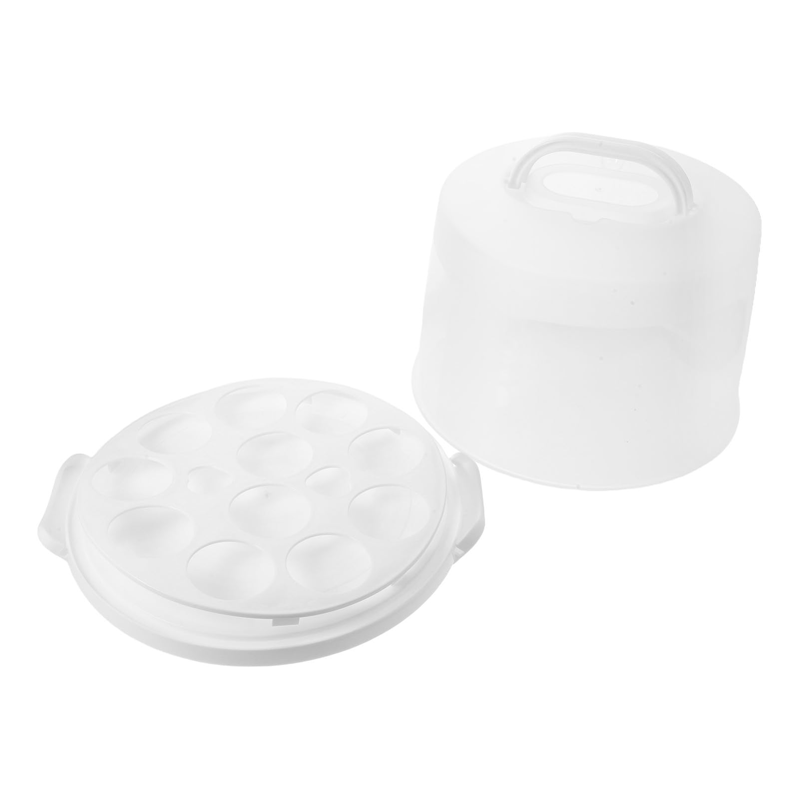 Operitacx Caja para Cupcakes Portátil de Blanco con Tapa y Asa, Recipiente Seguro y Reutilizable para Pasteles de 25 Cm Adecuado para Picnic y Reuniones
