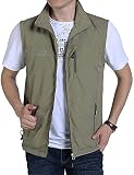 Gnveub Men's Casual Outdoors Lightweight Vest Quick Dry Fishing Hiking Photo Sleeveless Vest with Po