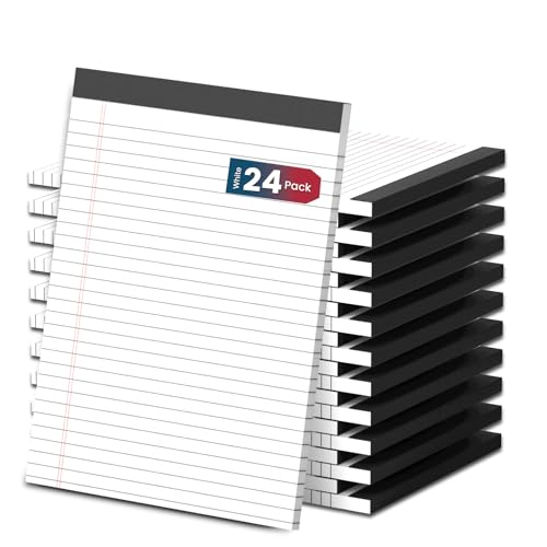 Image of White Legal Note Pads 8.5 x 11'', 24 Pack Wide Ruled Lined Paper Note Pads