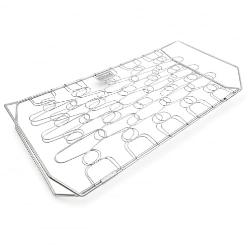 diloy Home Grillkorb für Fisch und Gemüse Flexibler Fischgrill aus Edelstahl Doppelkorb für Grill Einfach zu Wenden Spülmaschinengeeignet 45 x 26 cm