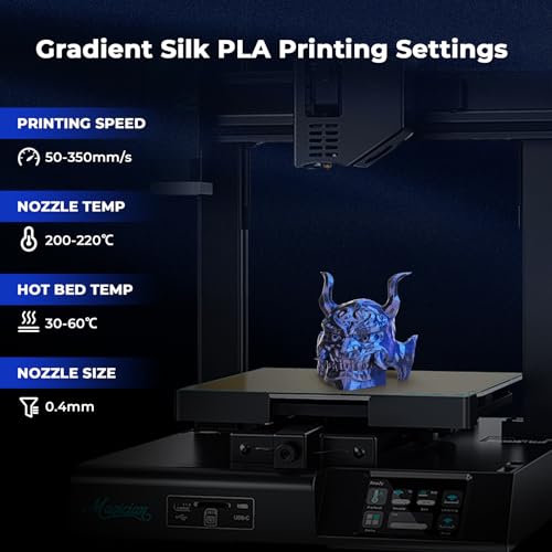 Image of AMOLEN Silk PLA 3D Printer Filament, Dual Color Black Blue PLA 1.75mm, Shiny Color Change Filament 3D Printing PLA Filament for Most FDM 3D Printer, 1kg Spool(2.2lbs)