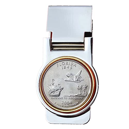 US 2004 Florida State Quarter Coin Hinged Money Clip NEW