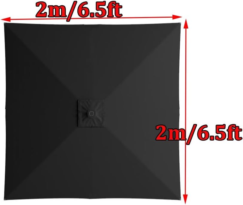 6.5ft Square Patio Umbrella Canopy 4 Ribs Yard Table Parasol Replacement Fabric, Anti-UV Canvas Garden Beach Parasol Top Replacement Cloth