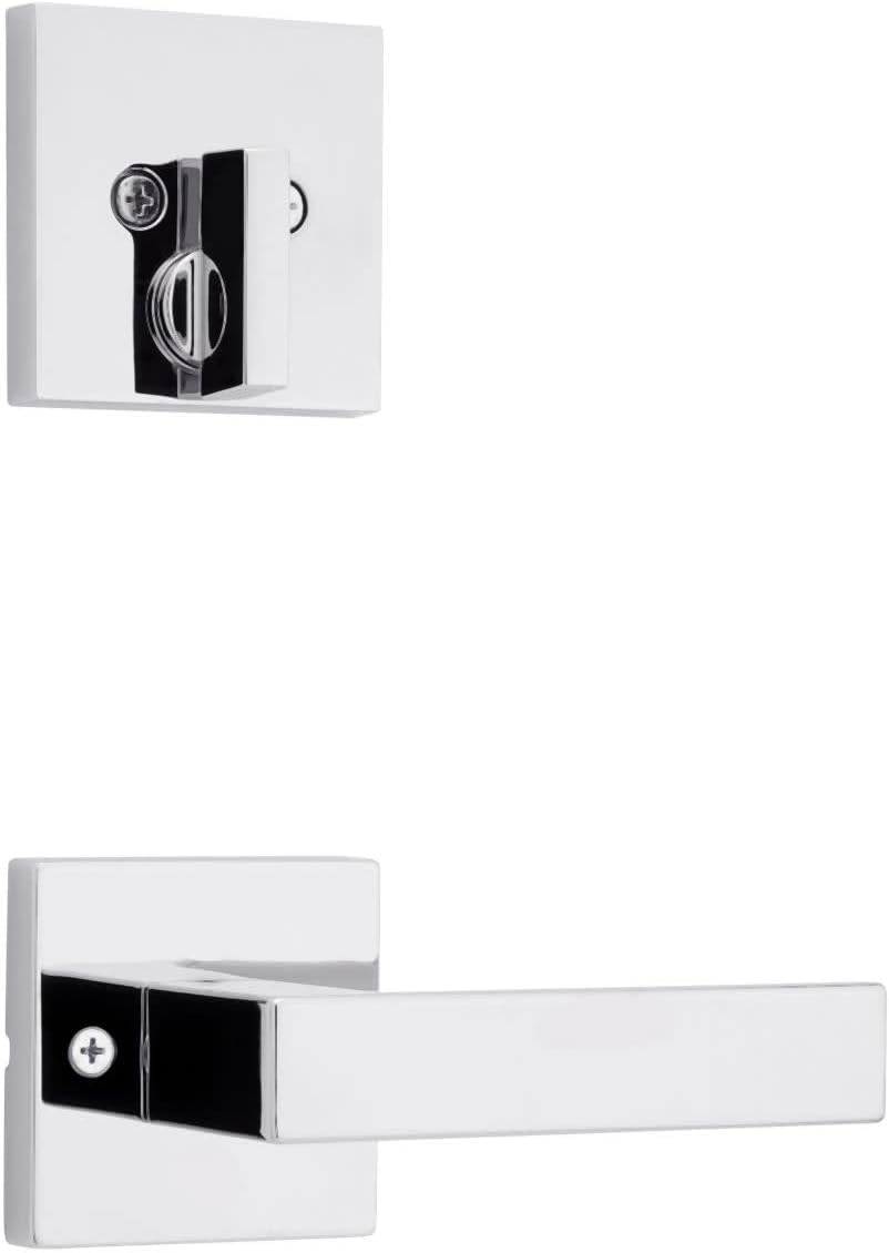 Kwikset 971SALSQT-26 Single Cylinder Interior Singapore Lever Trim with Square Rose Bright Chrome Finish