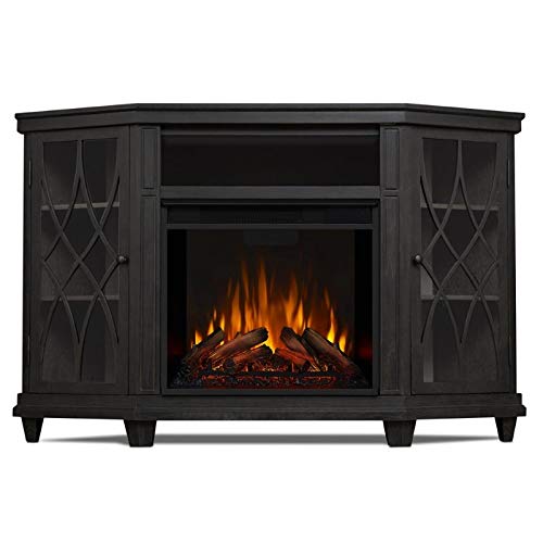 Bowery Hill Modern Solid Wood Corner Fireplace Tv Stand Mantel Heater With Remote Control, Adjustable Led Flame 1500W In Gray #TOP1