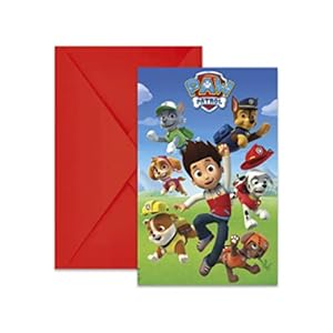 Procos- Folat 89441P Invitations Paw Patrol-6 pièces, Multicolore, Taille Unique