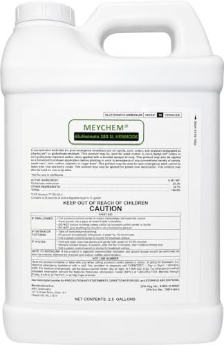 Glufosinate 280 SL Herbicide (2.5 Gallons) Non-Selective Post-Emergent Weed Control for Broadleaf & Grassy Weeds Effective on Glyphosate-Resistant Weeds Compare to Liberty & Cheetah Pro