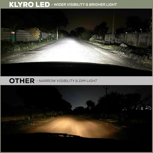 Image of klyro LED Headlight Bulb for Car 140W 14000LM 8000K Ice Blue White Light | Plug & Play Waterproof LED Headlamp | High Visibility Night Driving Light | Pack of 2 (H4 /H19)