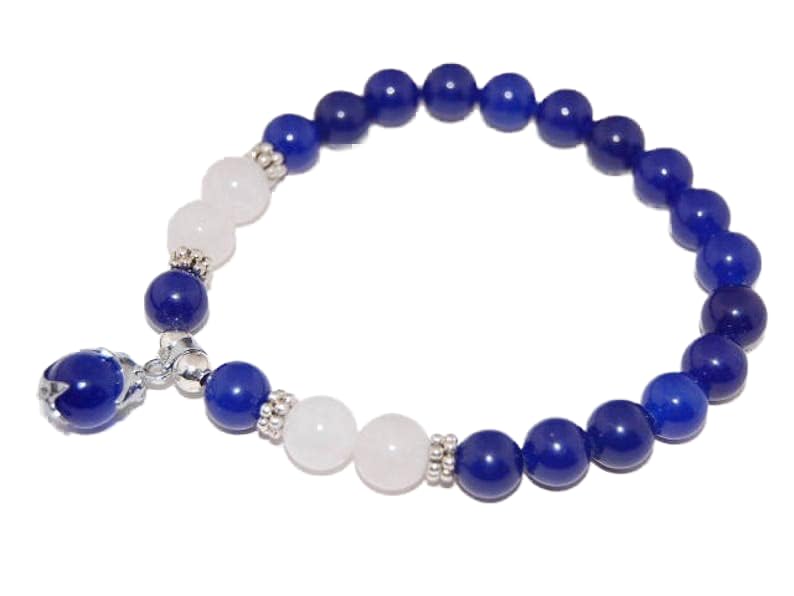 Bracelet agate bleue et blanche 8mm LKBEADS mixte élastique 18cm