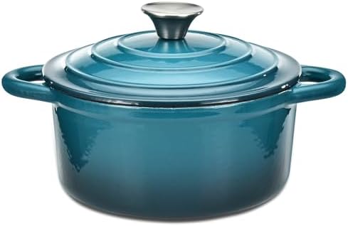 Hamilton Beach 3-Quart Enameled Cast Iron Dutch Oven, Navy with C...
