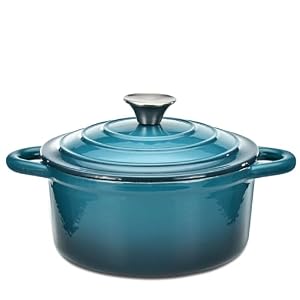 Hamilton Beach Enameled Cast Iron Dutch Oven Navy 3 Quart Cream Enamel Coating Dutch Oven Pot with Lid Cast Iron Dutch Oven with Even Heat Distribution Easy Grip to Handles Multipurpose