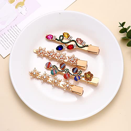 Christmas Hair Clips For Women Rhinestone Snowflake Hairpin Christmas Bulb Light Joy Alligator Hair Clip Set Holiday Hair Accessory Gift (Style A) (Style C) #TOP5
