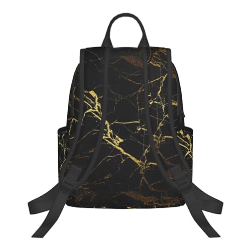 Sac à dos léger noir et doré imprimé papier peint chic taille unique pour le quotidien - 3