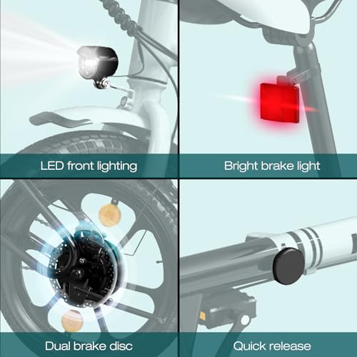 HITWAY E-Bike Klapprad 250W Li-Ion-Akku 16 Zoll E-Klapprad E-Faltrad Elektrofahrrad Reichweite...