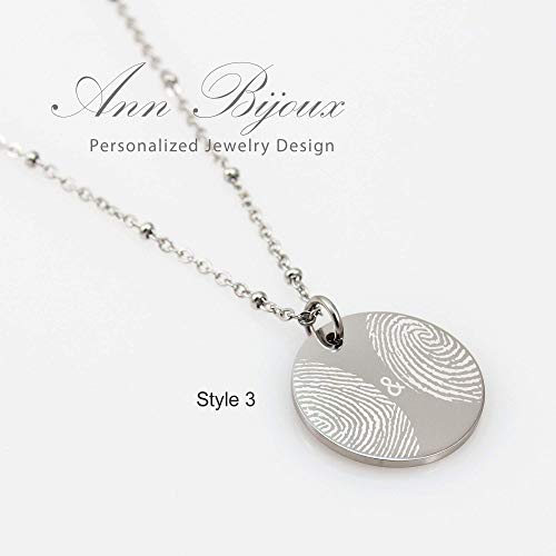 AnnBijoux Personalized Fingerprint Necklace Woman Bereavement Jewelry Stainless Steel Actual Fingerprint Jewelry Memorial Remembrance Gift4