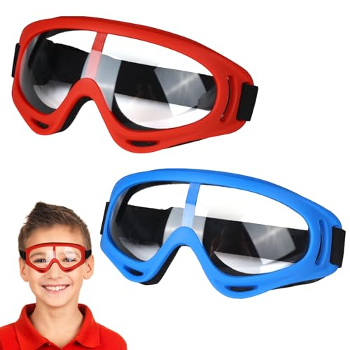 Gafas Protectoras para Niños, 2 piezas Gafas de Proteccion Trabajo, Gafas de Seguridad para Niños, Ajustables Gafas Seguridad para Jugar al Aire Libre, para Jugar al Aire Libre, Ciclismo, Esquí