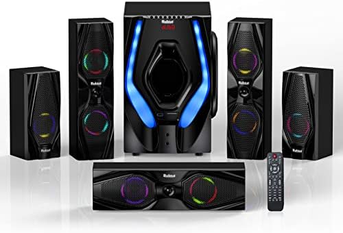 Bobtot 5.1 Surround Sound Speakers B901 Home Theater System - 10 inch Subwoofer 1200W 5.1/2.1 Channel Stereo Bluetooth Input Home Audio System for 4K TV Ultra HD AV DVD FM Radio USB with LED Display