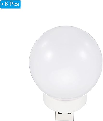 Miniatura 3 de PATIKIL Luces nocturnas USB, paquete de 6 mini bombillas LED portátiles enchufables de 1 W, luz ambiental compacta, luz USB para el hogar, baño,
