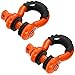 motormic Unique D Ring Shackles 2-Pack Orange - 3/4" Clevis with 7/8" Pin Safety Max 57,000 lbs Break Point - 2 Black Isolators, 8 Washers - Heavy Duty use Tow Strap, Winch, Off Road, Jeep Towing