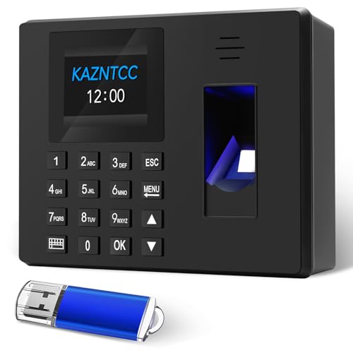 KAZNTCC Fingerprint Time Clocks for Employees Small Business with Finger Scan and PIN Punching in One, NO Monthly Fee Deduct Lunch Time Edit Missing Punches