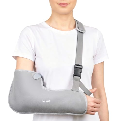 Image of Dr Trust USA Tropical 4201 Arm Sling Pouch for Fracture, Shoulder & Forearm Support Adjustable Orthopedic Arm Immobilizer with Thumb Cradle for Fracture Recovery for Men & Women - XL /XXL