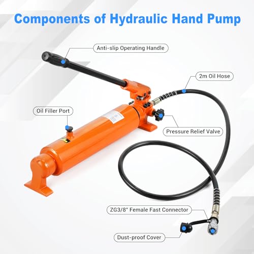 Image of Hydraulic Hand Pump CP-700-2 10000psi, 3200CC Hydraulic Hand Pump Manual Lifting Pump, Ultra-high Pressure Hydraulic Hand Pump Kit with 2M /78.7 inch Oil Pipe Single Acting for Hydraulic Tools