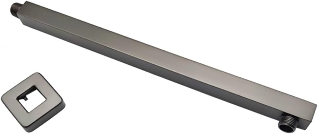 Gun Metal Black Dark Grey Ceiling Wall Mounted Overhead Shower Arm Set Head Shower Holder Square Round Stainless Steel(SA0003GM-86)