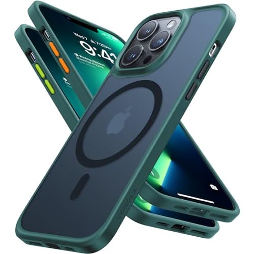 TORRAS Magnetic & Shockproof for iPhone Case (Translucent Green, for iPhone 13 Pro) 6.1 inches Translucent Green