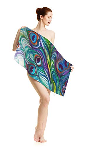 Ofloral Peacock Feather Hand Towels Cotton Washcloths, Oil Painting Feathers Blue Comfortable Soft Towels For Bathroom/Kitchen/Yoga/Golf/Hair/Face Towel For Men/Women/Girl/Boys 15X30 Inch #TOP7
