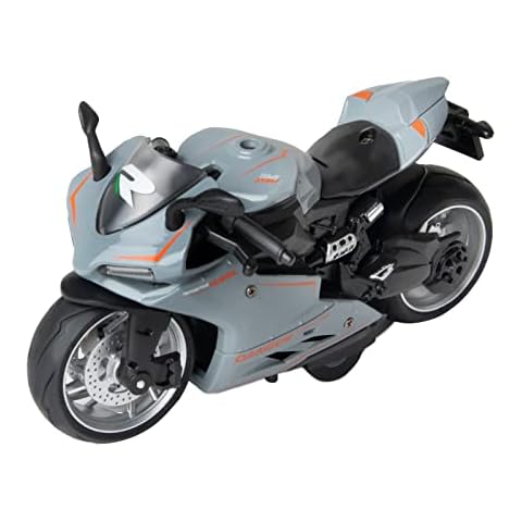 CYYSFIVQZ Toy Motorcycle-Pull Back Motorcycle Toy with Sounds and Lights,1:12 Scale Motorcycle Model Toy for Kids, Pull Back Vehicle Boys Kids for Age 3+ Year Old Birthday Supplies (Gray) Cover