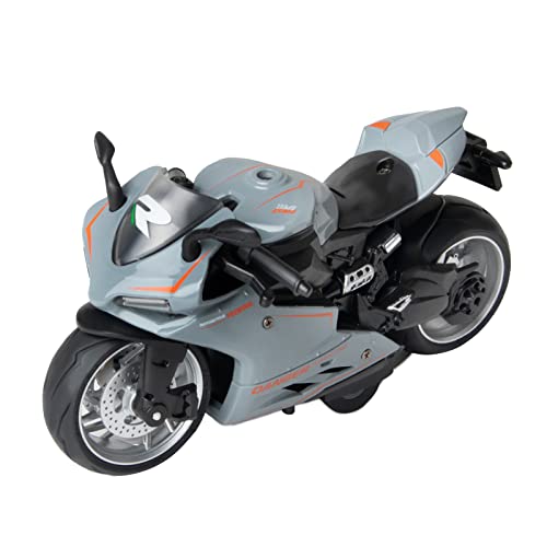 CYYSFIVQZ Toy Motorcycle-Pull Back Motorcycle Toy with Sounds and Lights,1:12 Scale Motorcycle Model Toy for Kids, Pull Back Vehicle Boys Kids for Age 3+ Year Old Birthday Supplies (Gray)