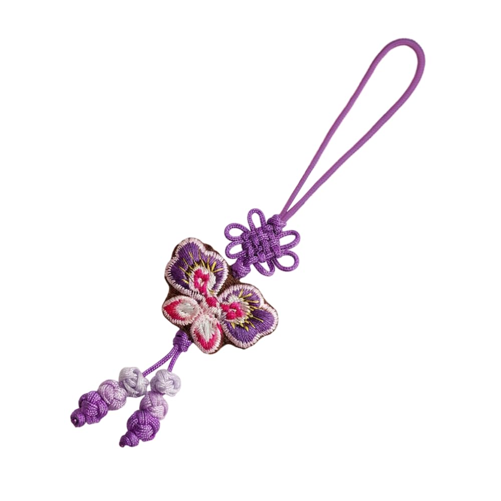 Chinese Knot Butterfly Pendant, Hanging Embroidered Ornament with Tassel for Hanfu Bag Car Decoration
