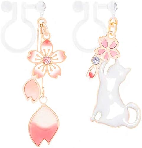 Amazon Candy Girls イヤリング 猫 花 レディース 人気 和風 揺れる 金属アレルギー対応 イヤリング ねこ プレゼント 彼女 白い猫 イヤリング ピアス 通販 Amazon Candy Girls イヤリング 猫 花 レディース 人気 和風 揺れる 金属アレルギー対応 イヤリング ねこ プレゼント 彼女 白い猫 イヤリング ピアス 通販