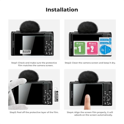 Image of VERTUS Premium Tempered Glass for Sony Digital Vlog Camera ZV 1 / Sony Alpha ZV-E10L, ZV-E10, ZVE10, Alpha ILCE-7M3 || Anti Scratch || Edge to Edge Protection || 9H Hardness Ultra HD (Pack of 2)