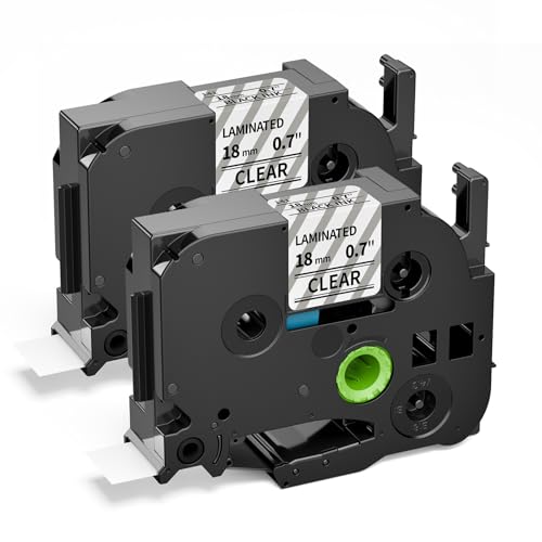 Label KINGDOM Label Compatible with Brother TZe-141 Black on Clear Label Maker Tape for PT1800 PTE300 PTD400AD Cube, 18mm 0.71 Inch x 26.2 Feet 8m, 2-Pack