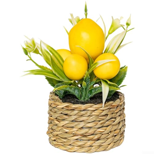 Albero di limone artificiale, pianta in vaso da 15 cm,