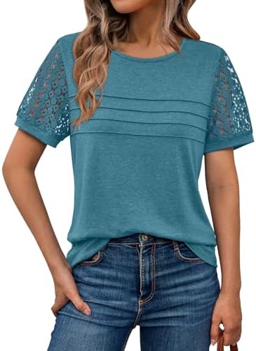 AUTOMET Short Sleeve Tops for Women Summer Dressy Casual Shirts 2026 Blouse