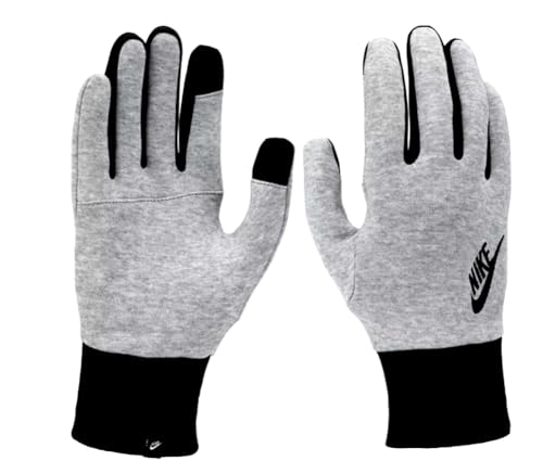Nike Club Soft Thermal Fleece Gloves (1 Pair, Touch-screen compatable, Youth) (Grey Heather/Black/White, Youth Medium)