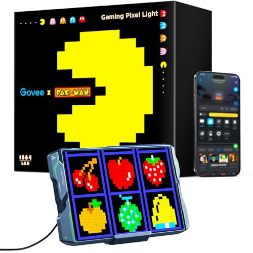 Govee x PAC-MAN Gaming Pixel Light, RGBIC LED Panel with Real-time Info Display, 150+ Scene Modes & DIY Options, Smart Pixel Lights (Wi-Fi Only), Works with Alexa, Game Room Decor, 52x32 Pixels