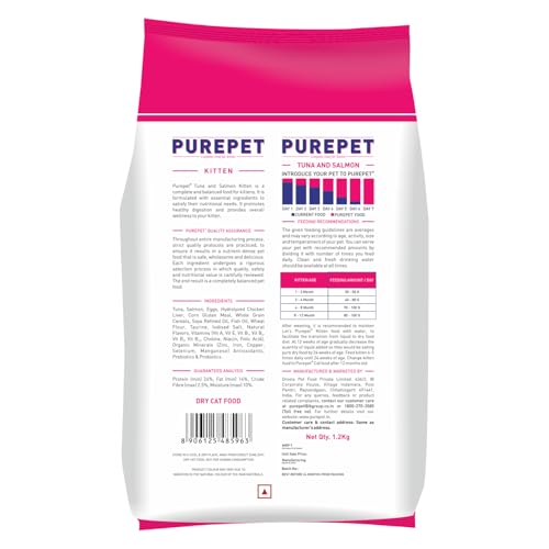 Image of Purepet Kitten Dry Cat Food 1.2kg Pack | Tuna & Salmon Flavour | Active Behaviour | Hairball Control |Urinary Tract Health | Nutrient Rich | Minerals