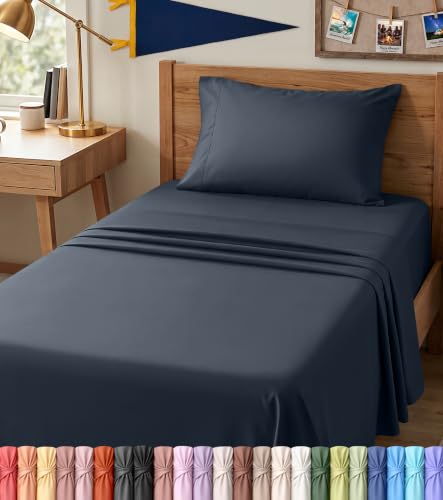 Image of Utopia Bedding Bed Sheet Set - 3 Piece Twin XL Bedding - Soft Brushed Microfiber Fabric - Wrinkle, Shrinkage & Fade Resistant - Easy Care (Twin XL, Navy)