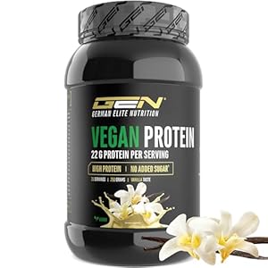 Poudre de protéine végétalienne – Protéines végétales de pois, riz, amande et chanvre – Sans soja – Délicieux & crémeux – (750 g, vanille)