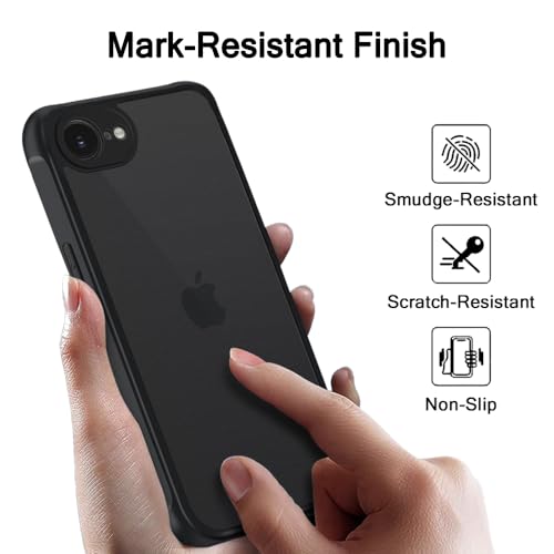 Image of TheGiftKart Hybrid Matte Frosted Translucent Back Cover Case for iPhone 16e / iPhone 17e | Shockproof Design | Camera Protection Module | Hard Back Cover Case (PC & TPU, Frost Black)